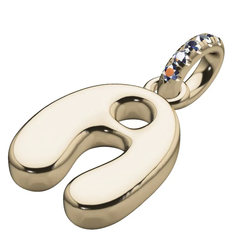 Diamond 14K Bubble Initial Pendant