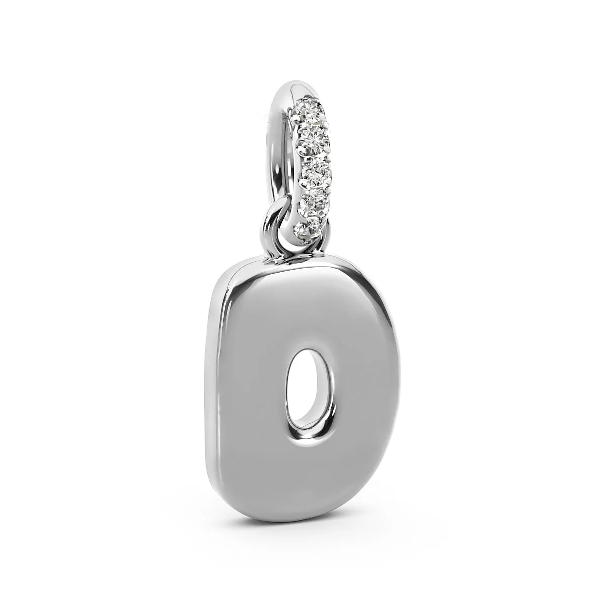 Diamond 14K Bubble Initial Pendant