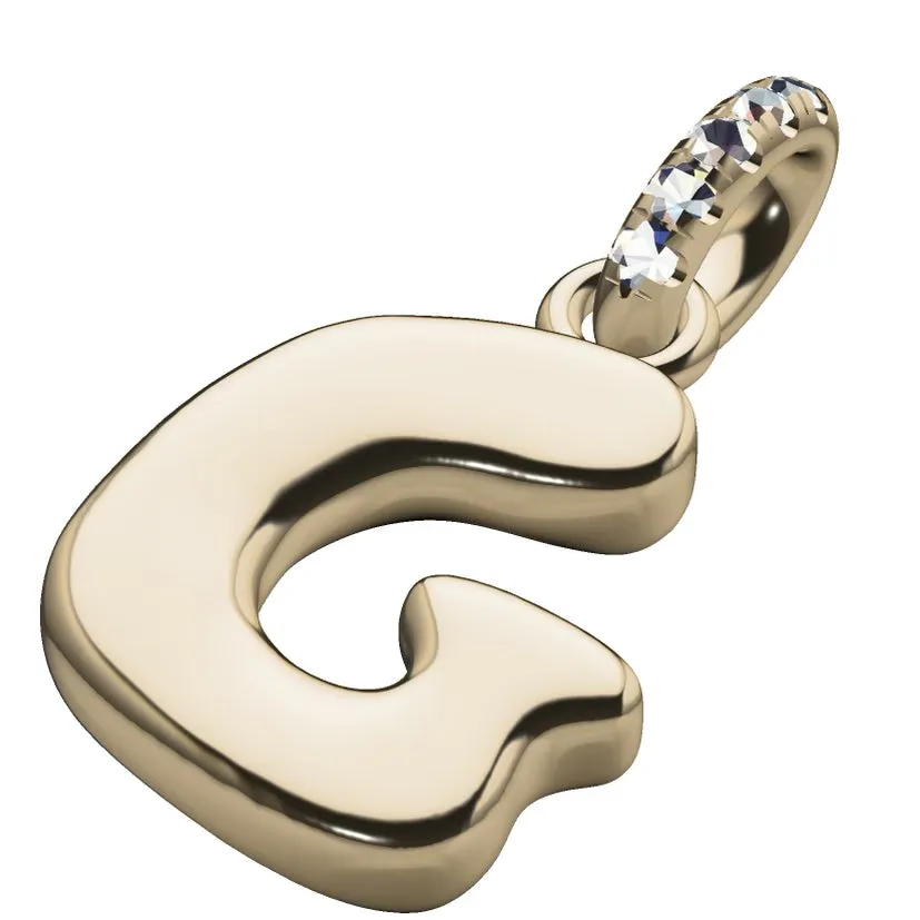 Diamond 14K Bubble Initial Pendant