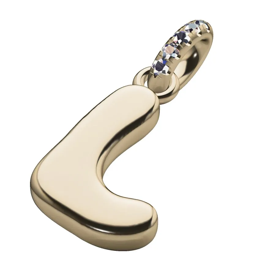 Diamond 14K Bubble Initial Pendant