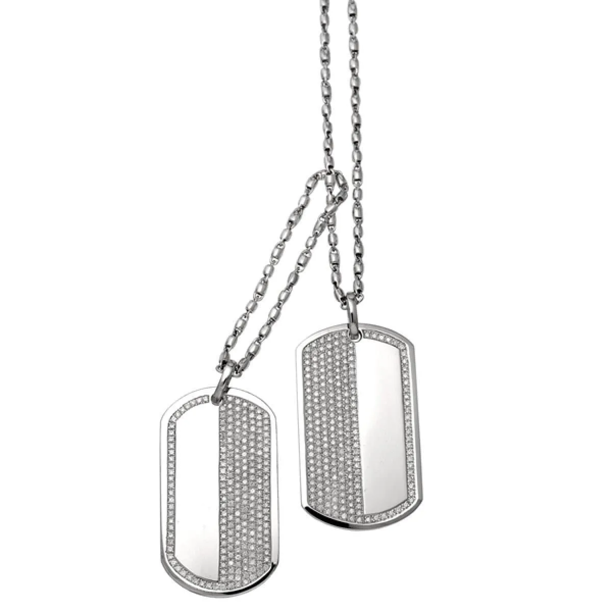Dog Tags - 18-Karat Solid White Gold With Diamonds