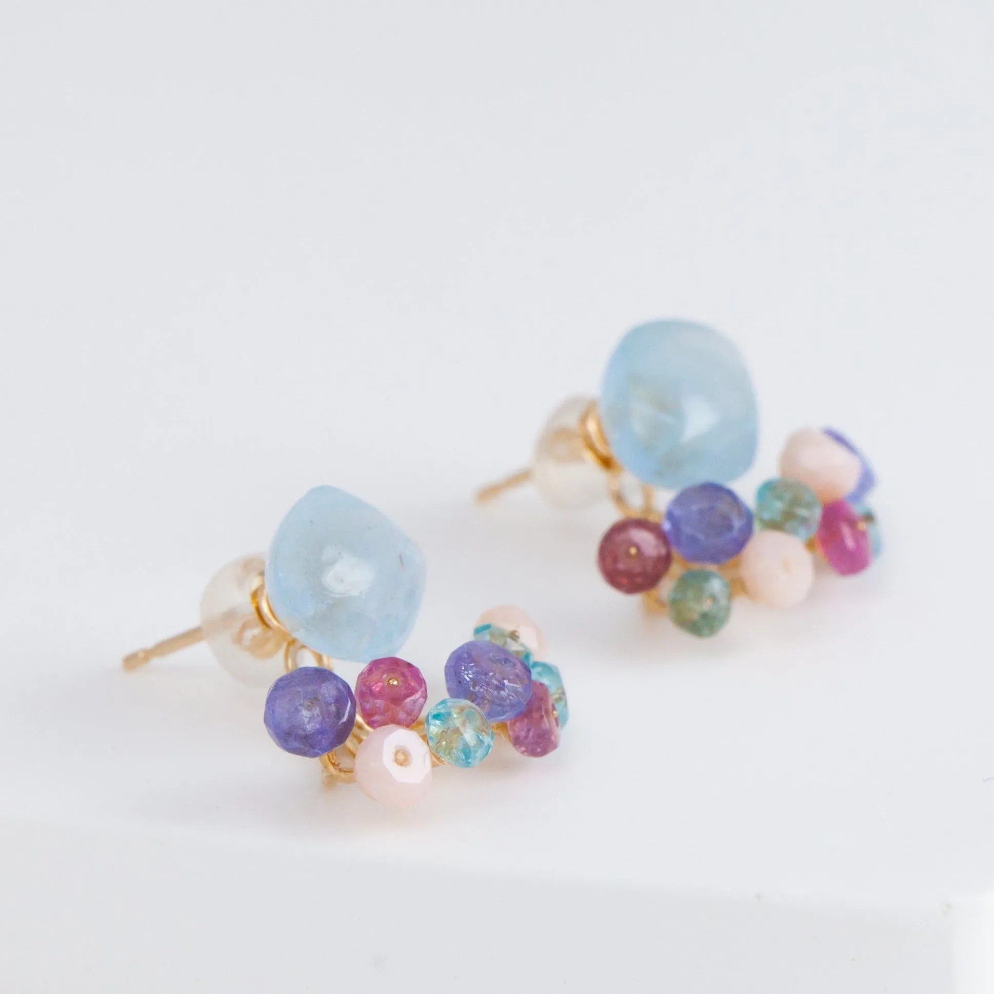 Fairy aquamarine and mixed stones earrings