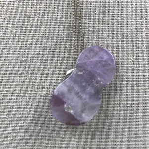 Fluorite  Sandal on Silver Plated Necklace
