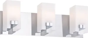 Gemelo 3 Light Vanity In Chrome and White Opal Glass