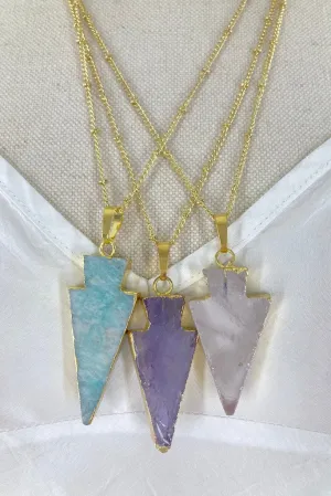 Gemstone Arrowhead Gold Necklace