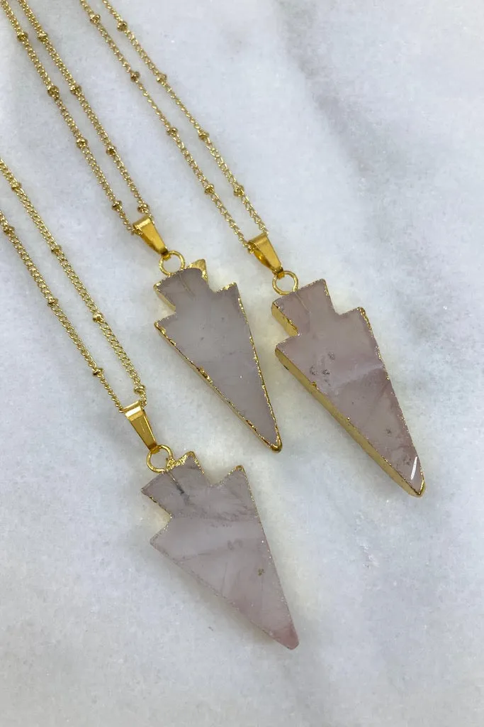 Gemstone Arrowhead Gold Necklace