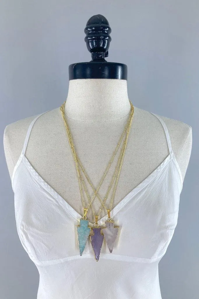 Gemstone Arrowhead Gold Necklace