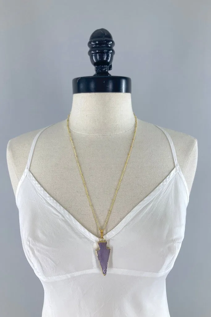 Gemstone Arrowhead Gold Necklace