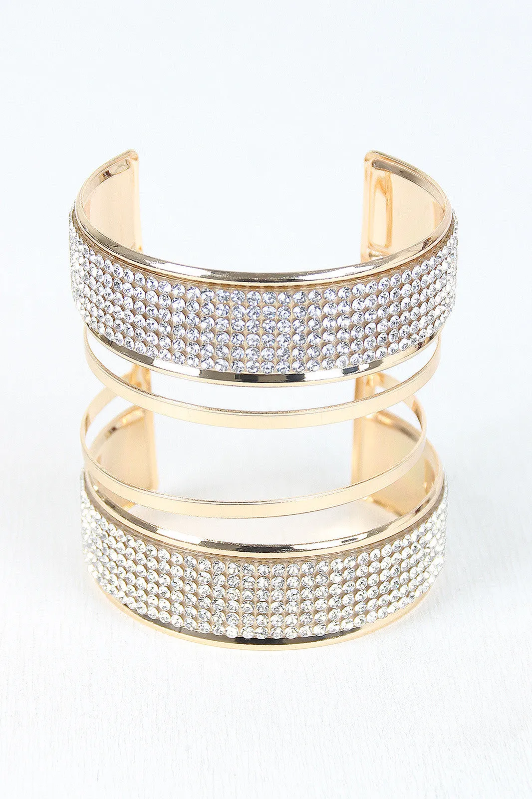 Glam Open Bar Rhinestone Cuff Bracelet