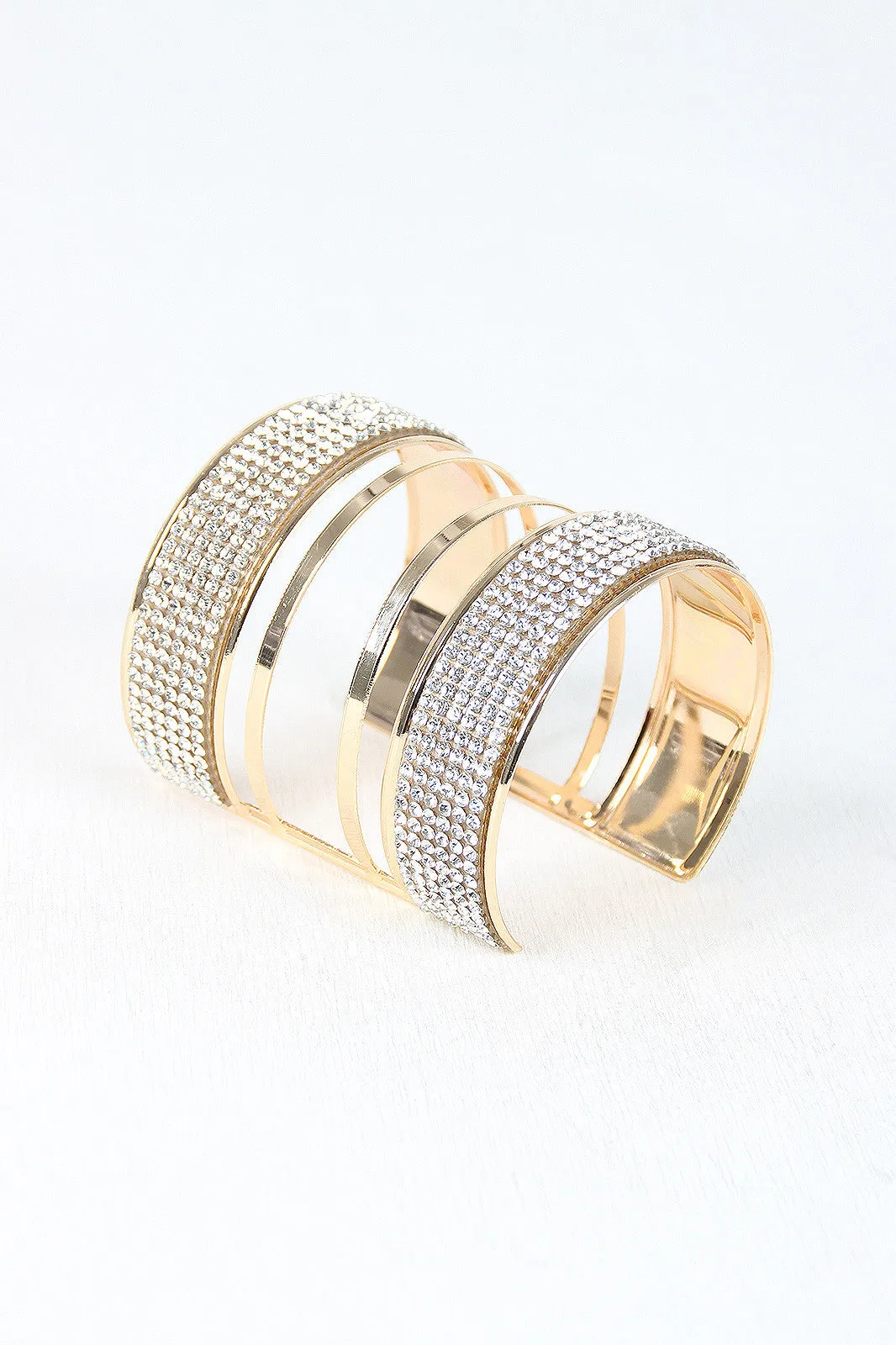 Glam Open Bar Rhinestone Cuff Bracelet