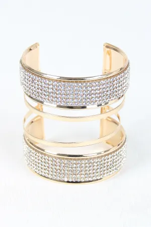 Glam Open Bar Rhinestone Cuff Bracelet