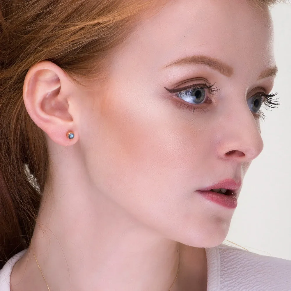 Gold Peridot Wildflower Stud Earrings