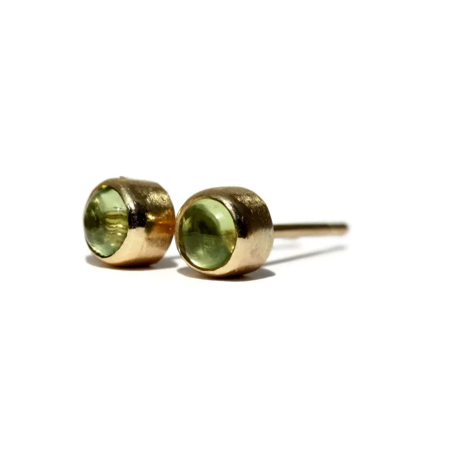 Gold Peridot Wildflower Stud Earrings
