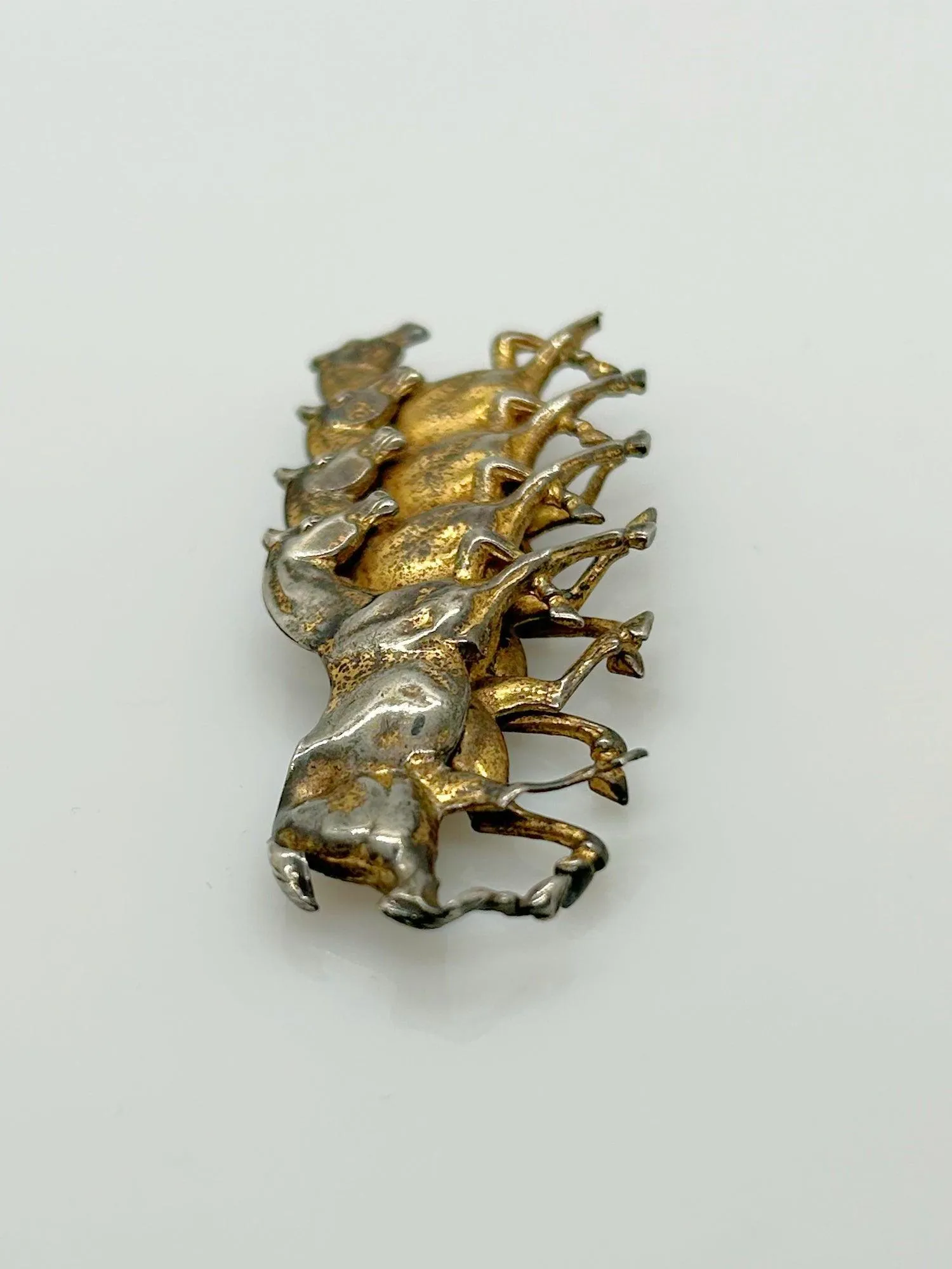 Gorgeous Antique Running Horses Brooch