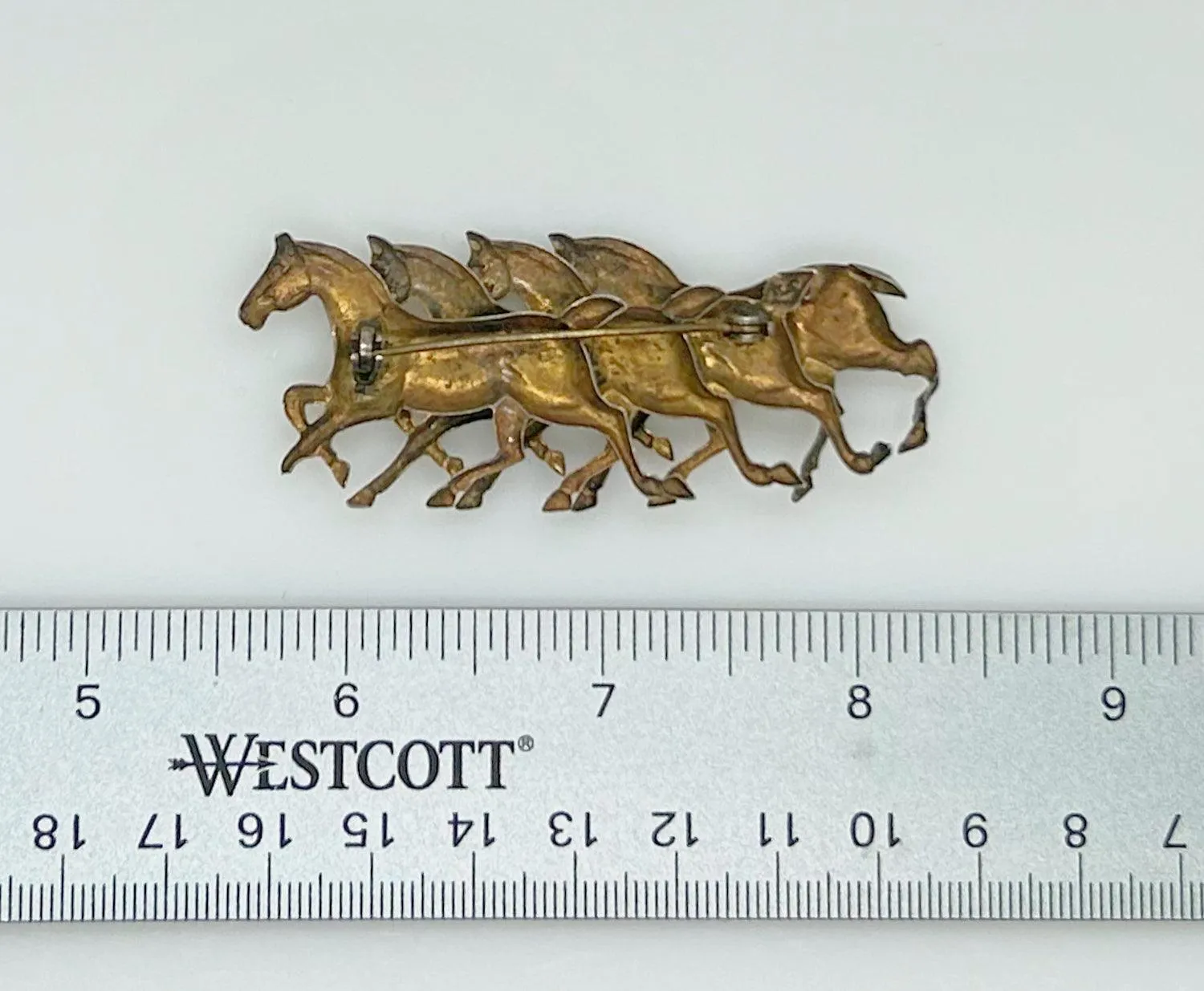 Gorgeous Antique Running Horses Brooch