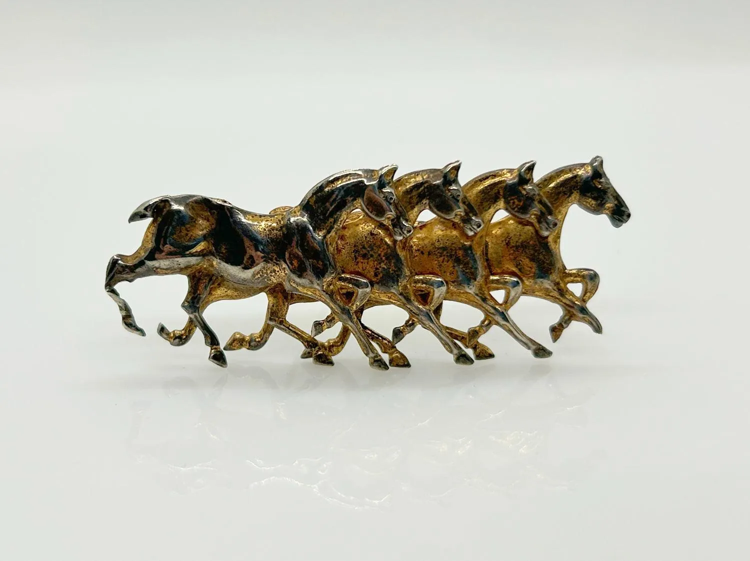 Gorgeous Antique Running Horses Brooch