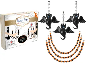 HALLOWEEN CHANDELIER MAKEOVER KIT - (3)Glass Bat   (3)12" Orange/Black Garland