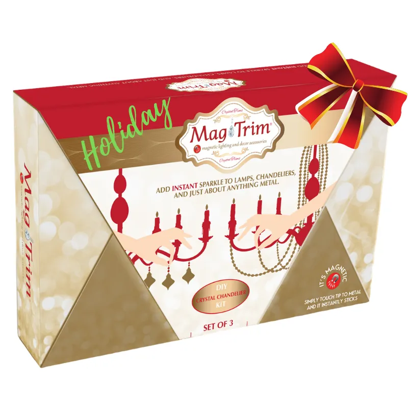 HOLIDAY CHANDELIER MAKEOVER KIT - (3) Red Gold Cross   (3) 12" Red/Gold Garland
