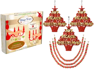 HOLIDAY CHANDELIER MAKEOVER KIT - (3) Red Gold Cross   (3) 12" Red/Gold Garland