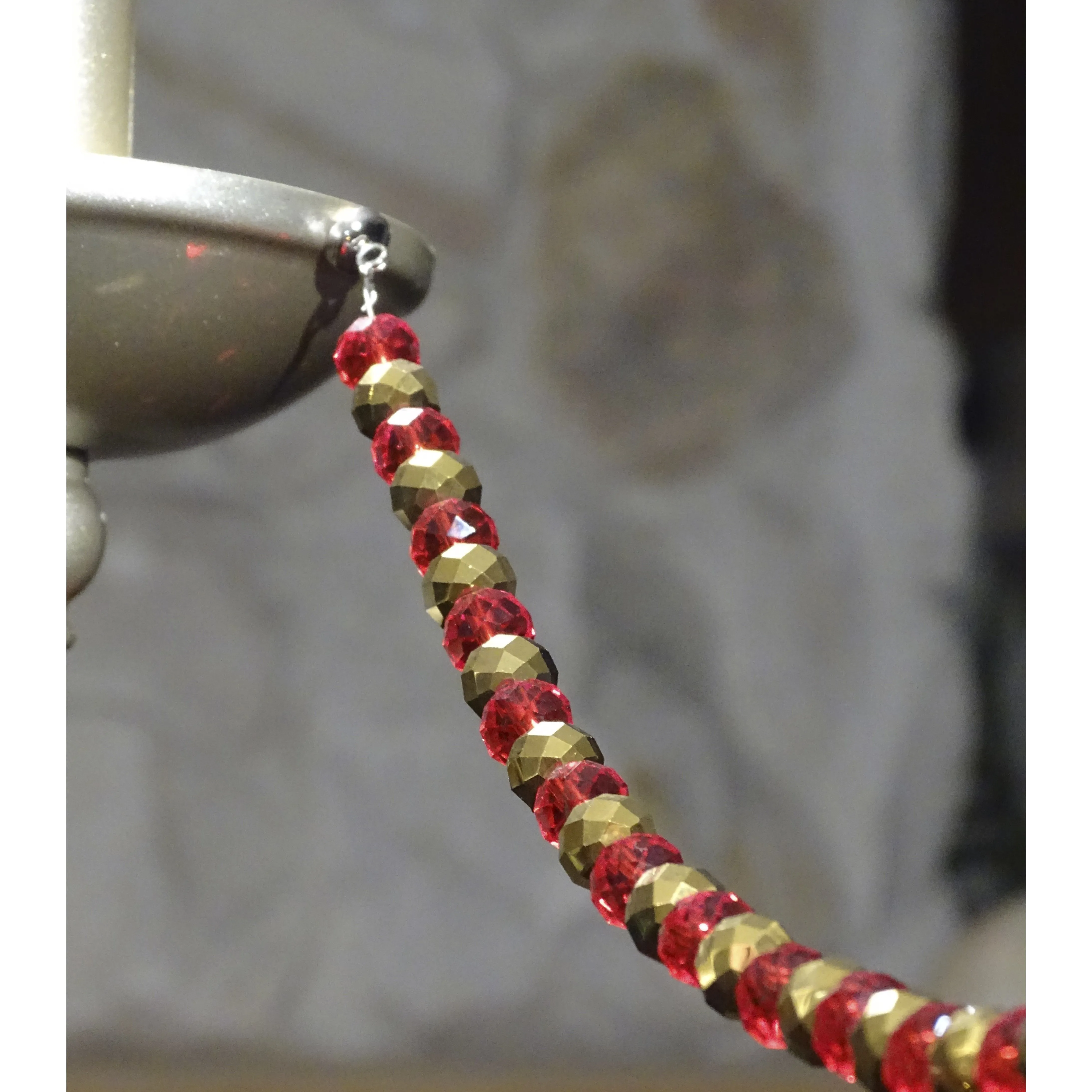 HOLIDAY CHANDELIER MAKEOVER KIT - (3) Red Gold Cross   (3) 12" Red/Gold Garland