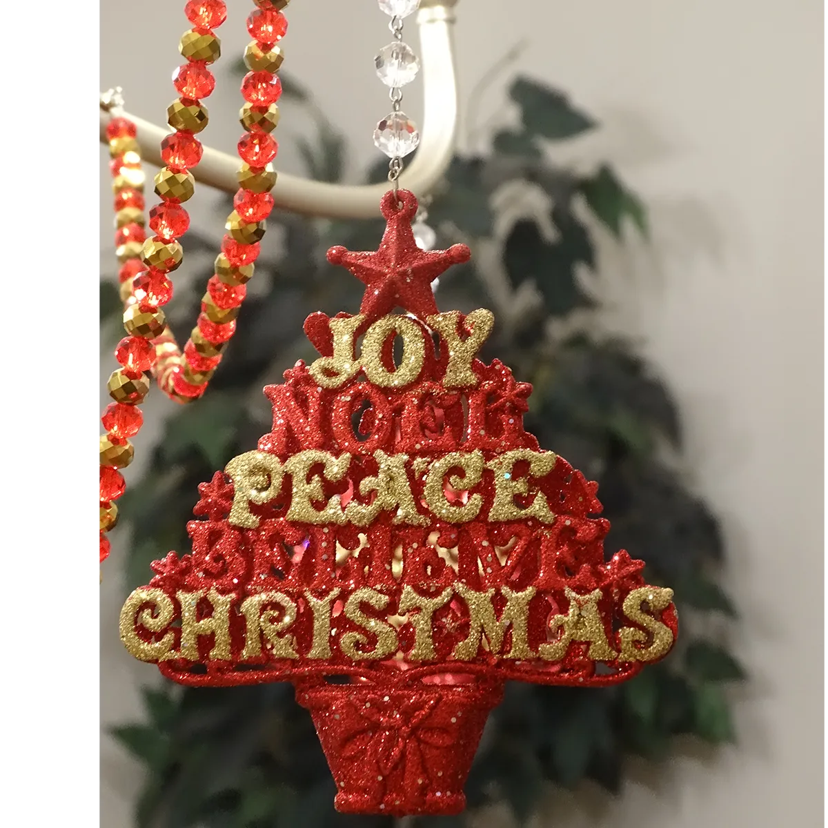 HOLIDAY CHANDELIER MAKEOVER KIT - (3) Red Gold Cross   (3) 12" Red/Gold Garland