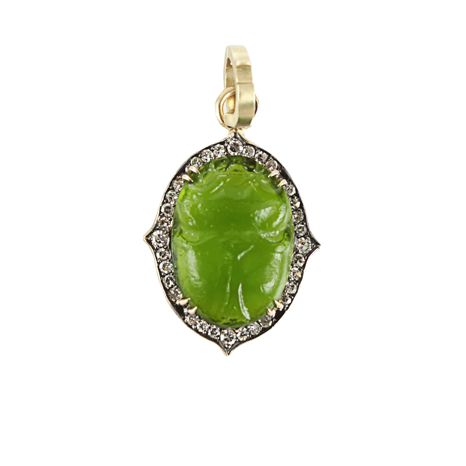 Intaglio Scarab Diamond Pendant