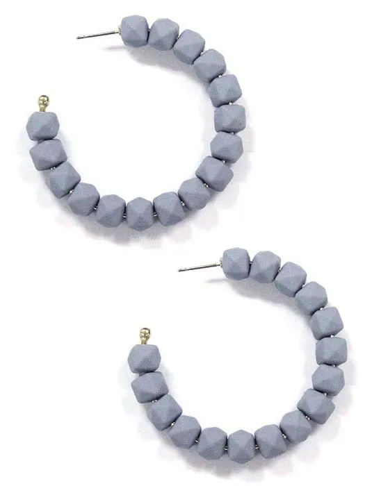 KE8638 C Shape Beaded Hoop Earrings