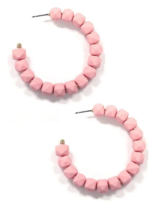 KE8638 C Shape Beaded Hoop Earrings