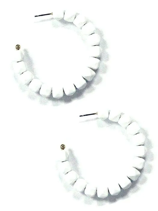 KE8638 C Shape Beaded Hoop Earrings