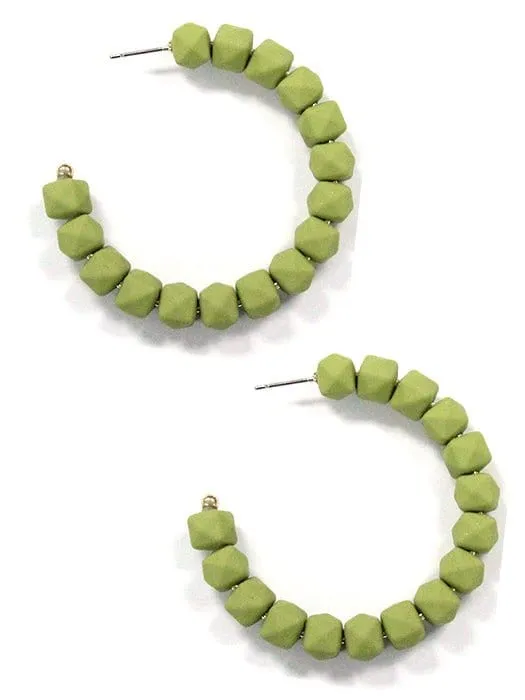 KE8638 C Shape Beaded Hoop Earrings