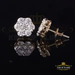 King  of Bling's Men's/Women's 925 Silver Yellow 1.66ct VVS 'D' Moissanite Floral Stud Earrings
