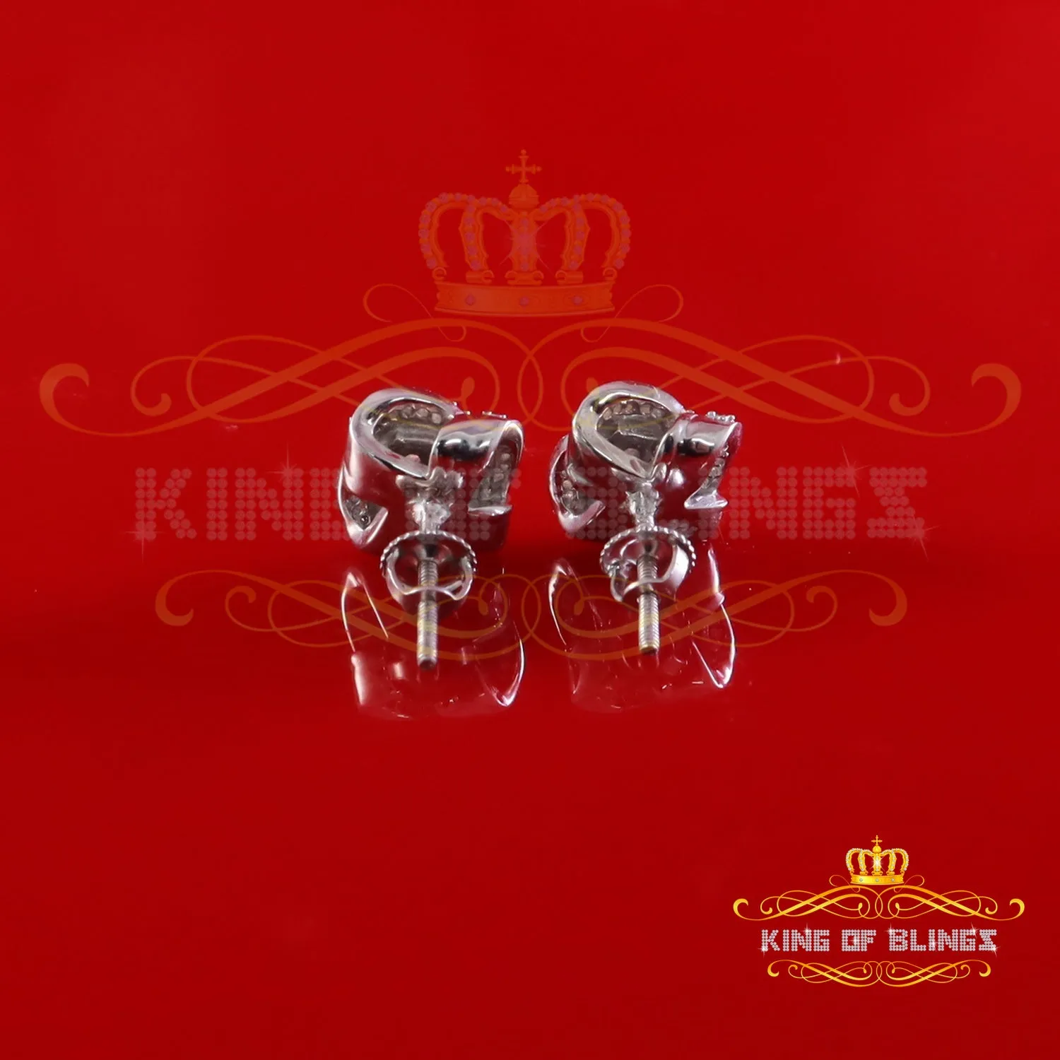 King of Bling's New Men's/Women's 925 White Silver 0.50ct VVS 'D' Moissanite Floral Stud Earrings
