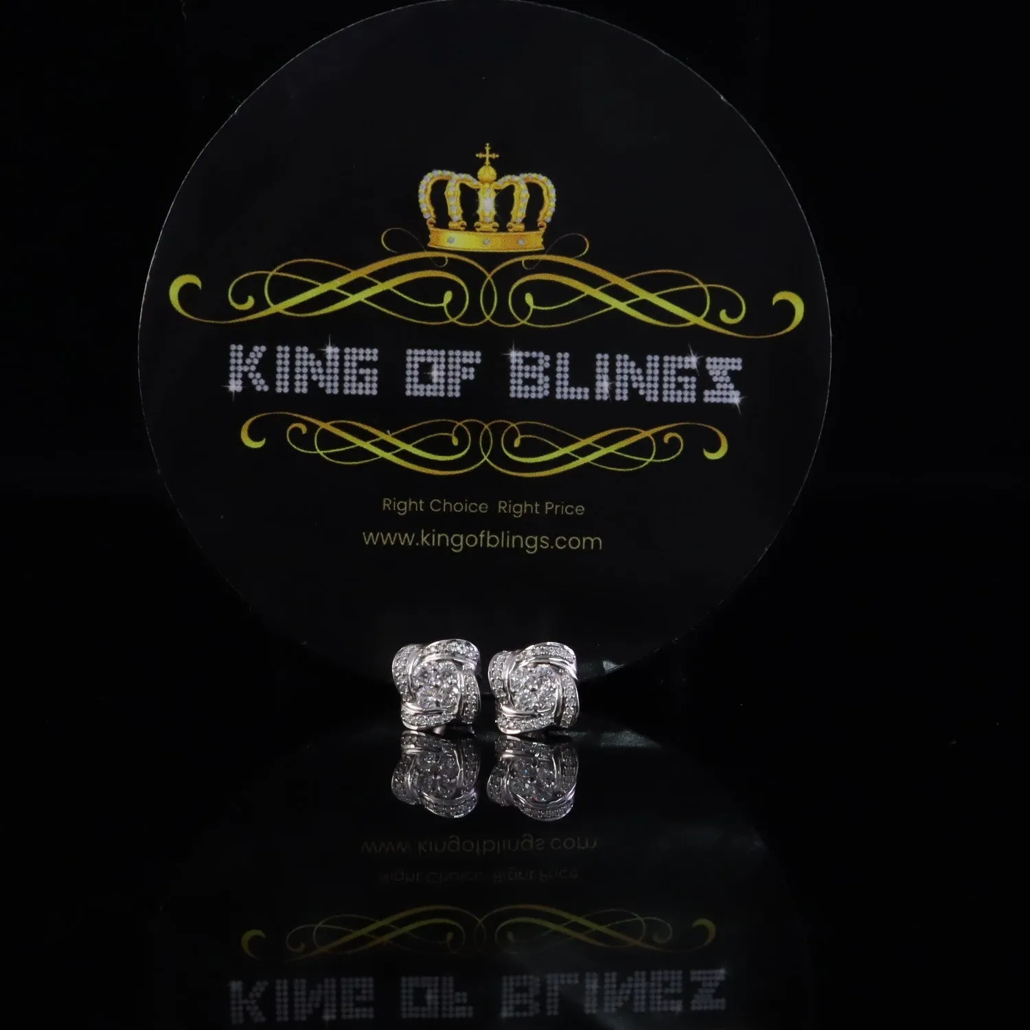 King of Bling's New Men's/Women's 925 White Silver 0.50ct VVS 'D' Moissanite Floral Stud Earrings