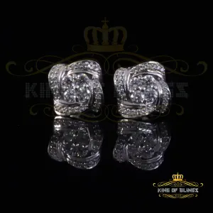 King of Bling's New Men's/Women's 925 White Silver 0.50ct VVS 'D' Moissanite Floral Stud Earrings