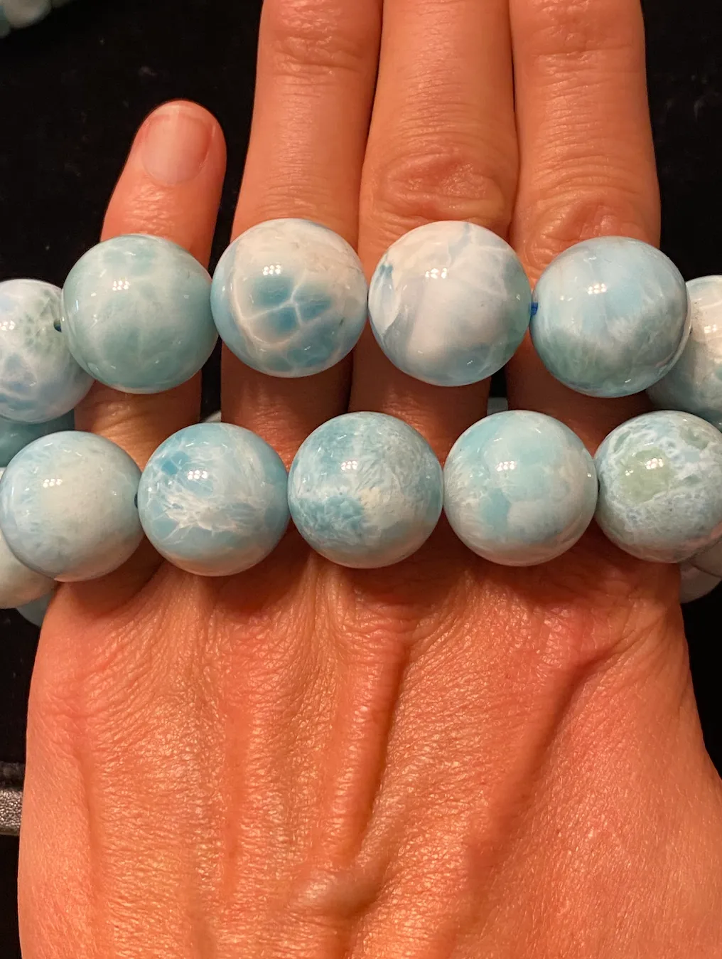 Larimar Natural Gemstone Bracelet - Large Premium Grade