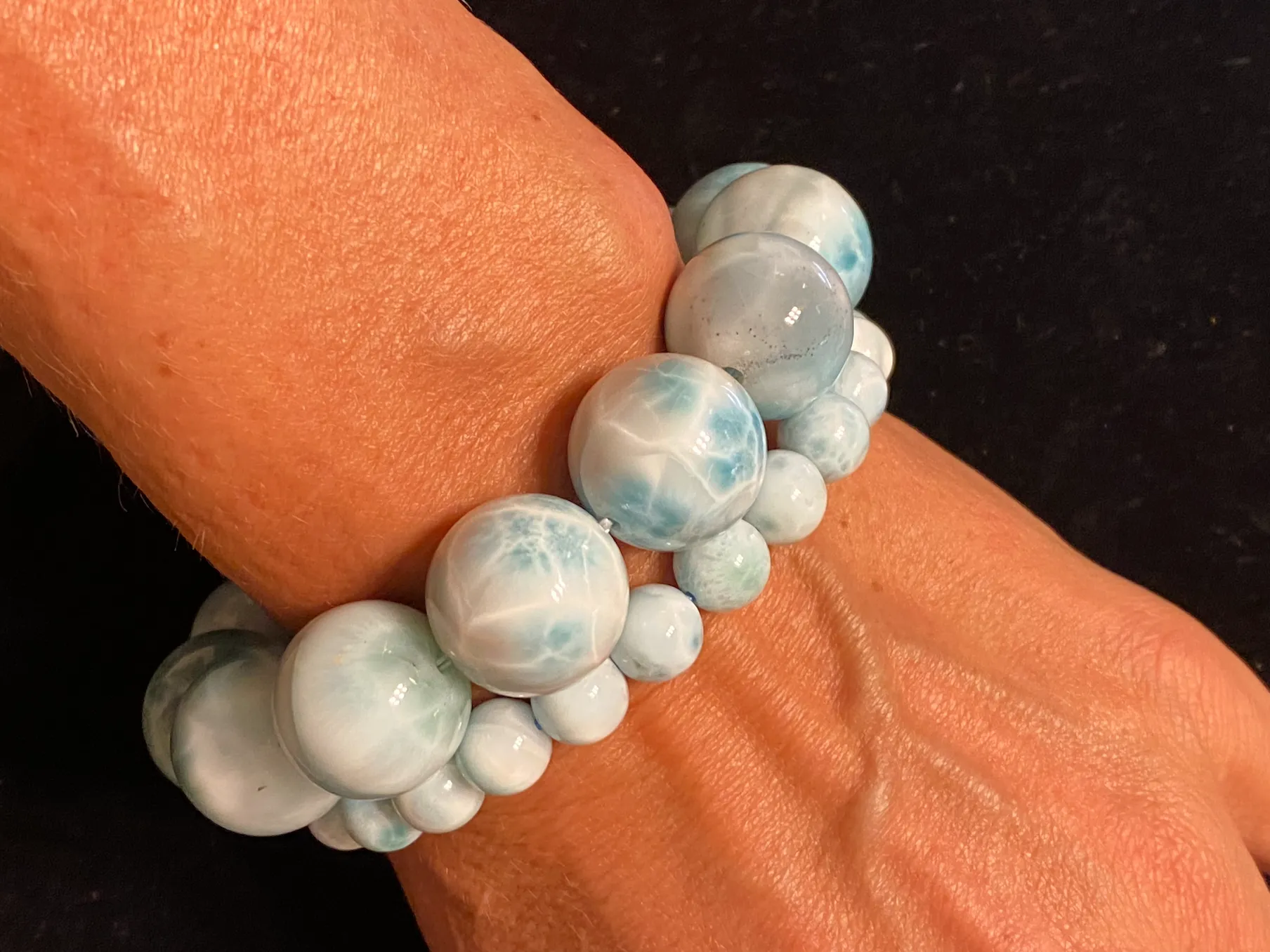 Larimar Natural Gemstone Bracelet - Large Premium Grade
