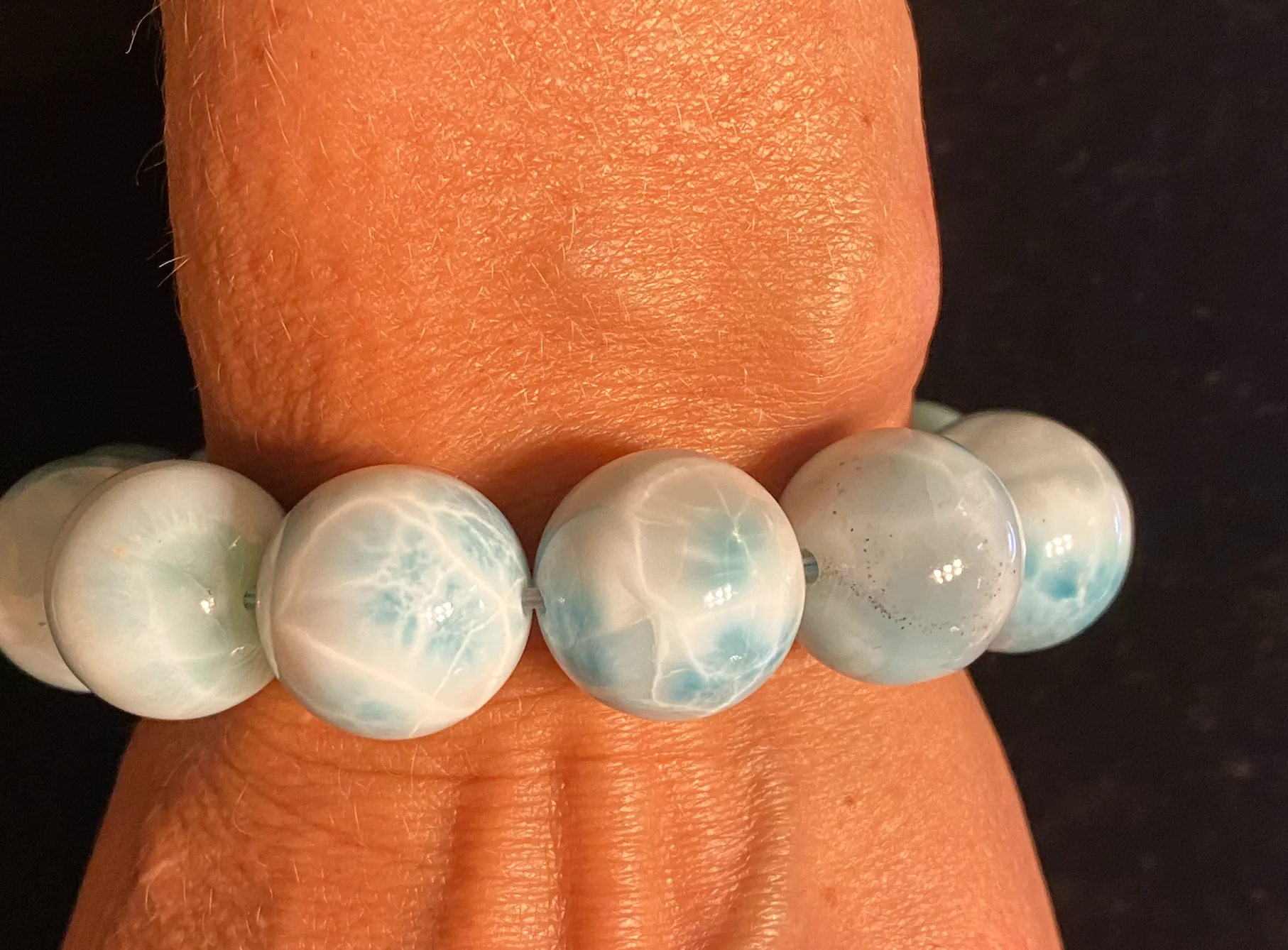 Larimar Natural Gemstone Bracelet - Large Premium Grade