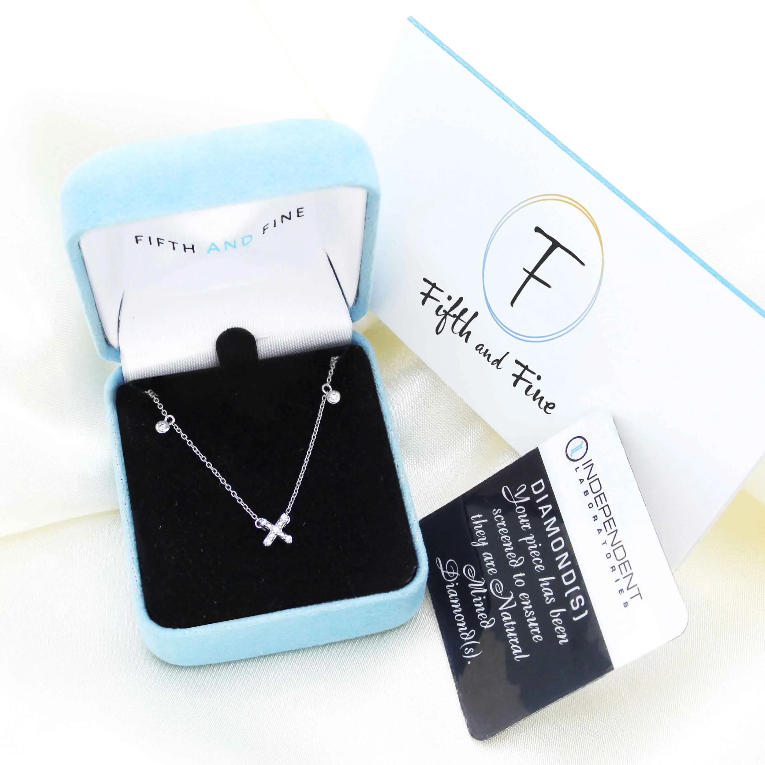 Letter X Initial 1/20 Cttw Natural Diamond Pendant Necklace set in 925 Sterling Silver