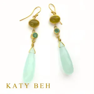 Lola Green Apatite, Emerald and Chalcedony Earrings
