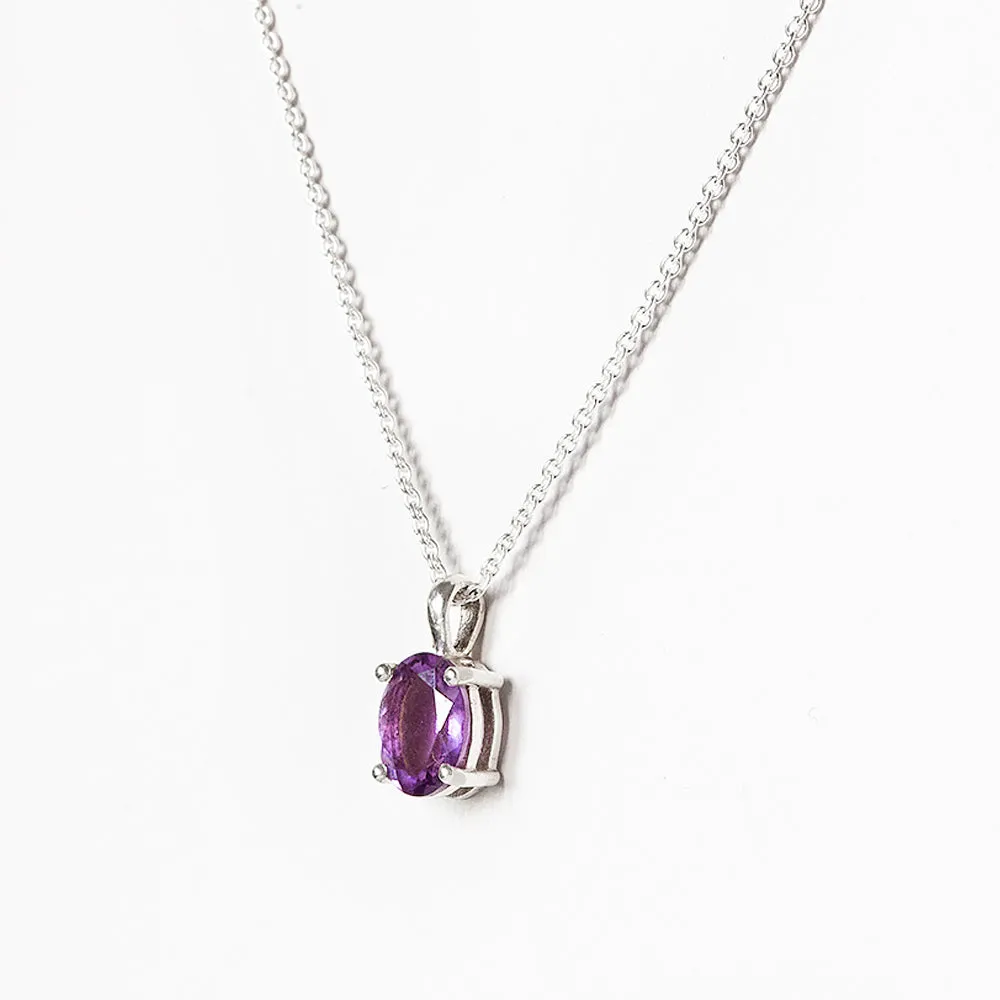 Luna, an Oval cut Amethyst Necklace - 8x6mm