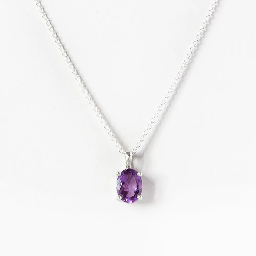 Luna, an Oval cut Amethyst Necklace - 8x6mm