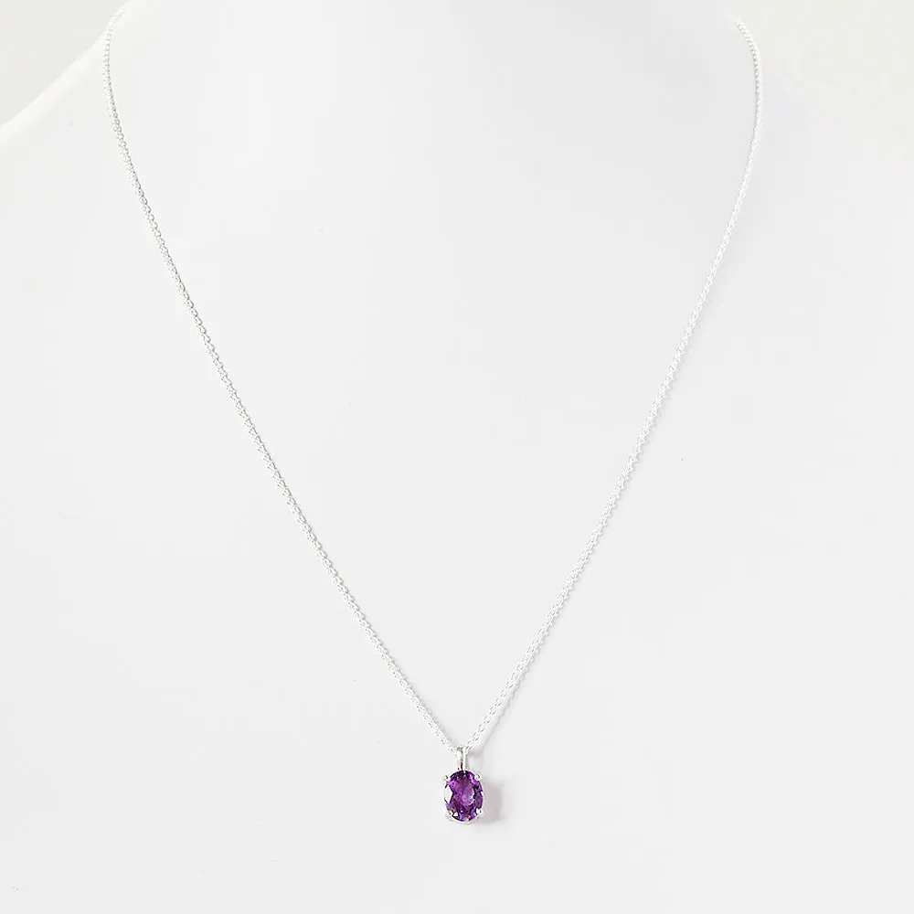 Luna, an Oval cut Amethyst Necklace - 8x6mm