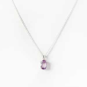 Luna, an Oval cut Pink Amethyst Necklace - 7x5mm