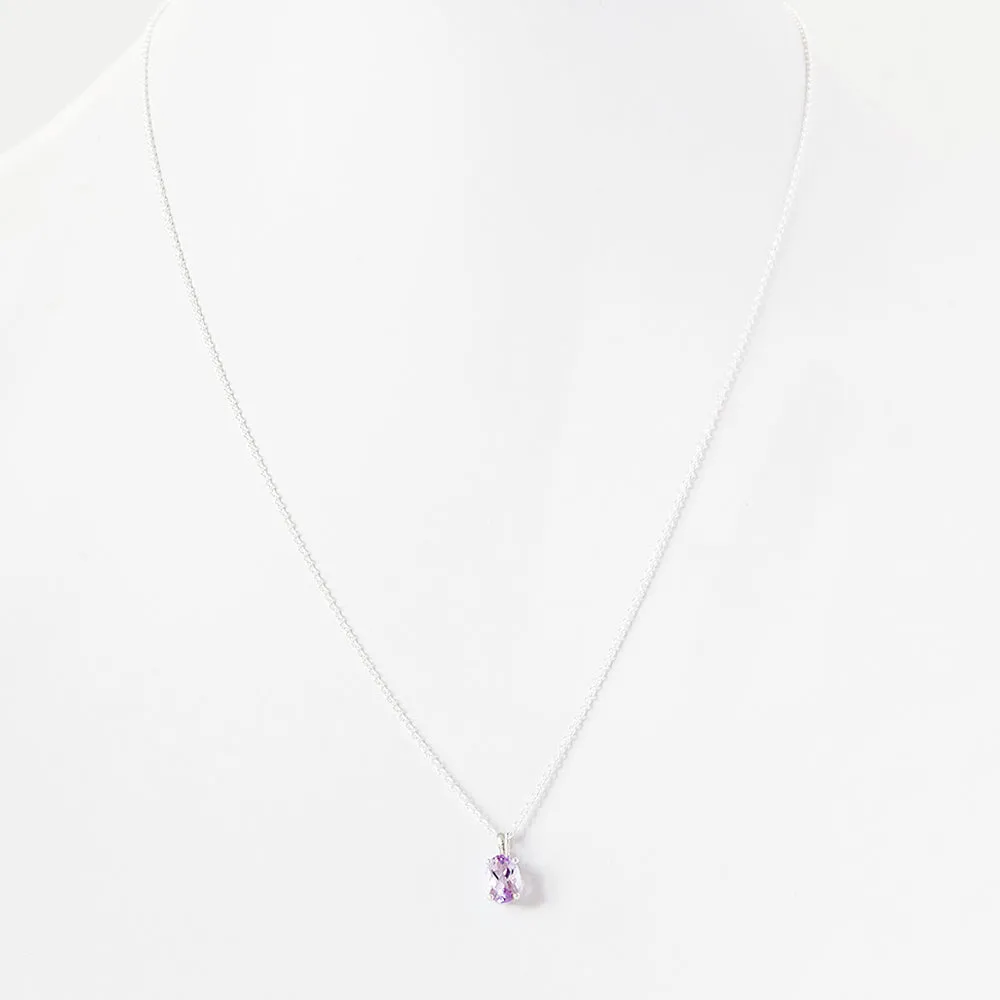 Luna, an Oval cut Pink Amethyst Necklace - 7x5mm