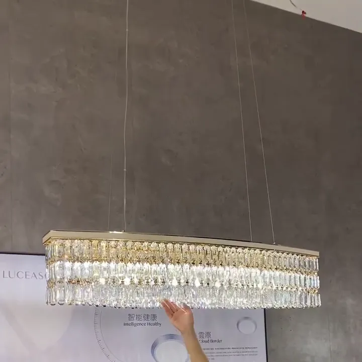 Luxury Rectangle Crystal Chandelier with White Leather for Dining Room/Kitchen Island