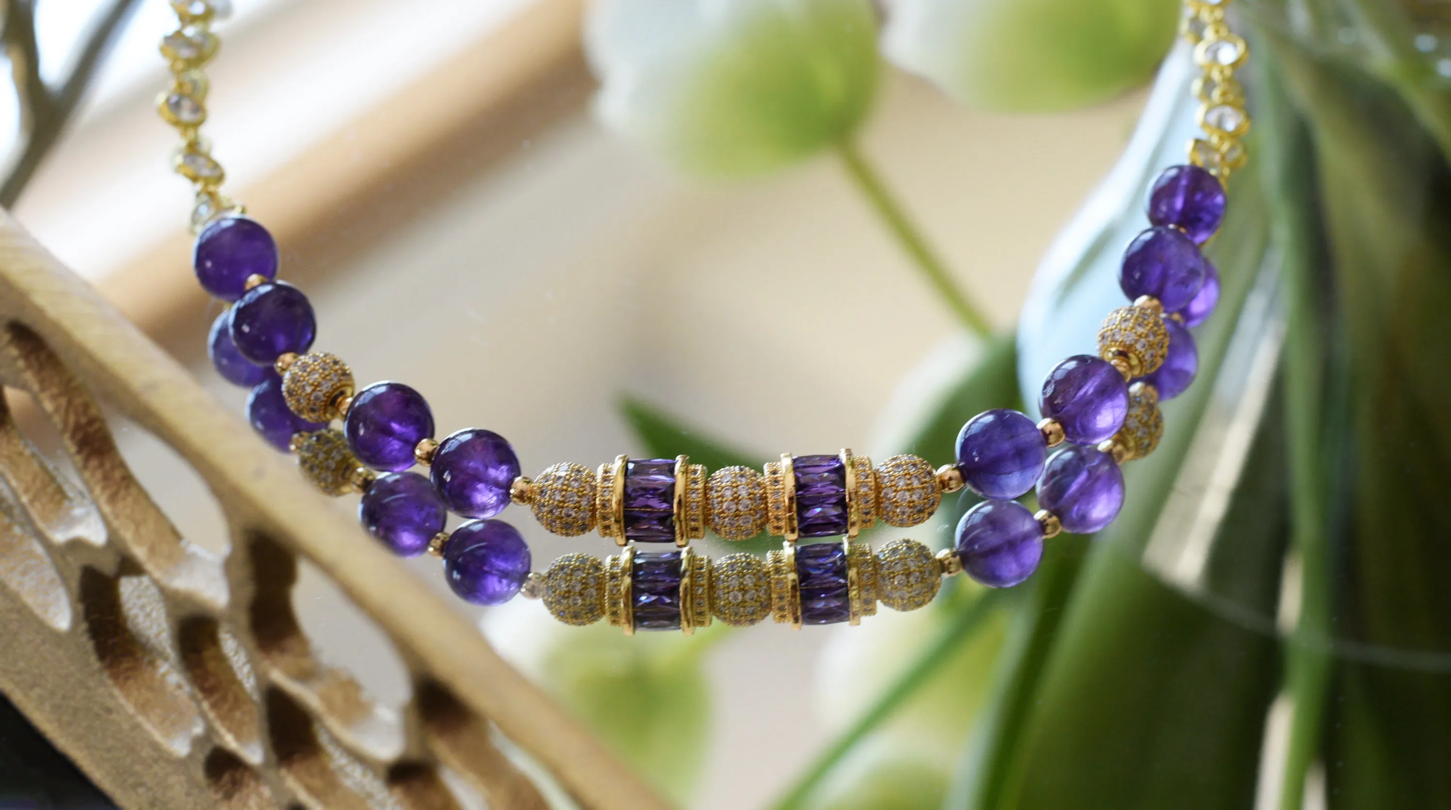 Maeve amethyst and gold chain necklace