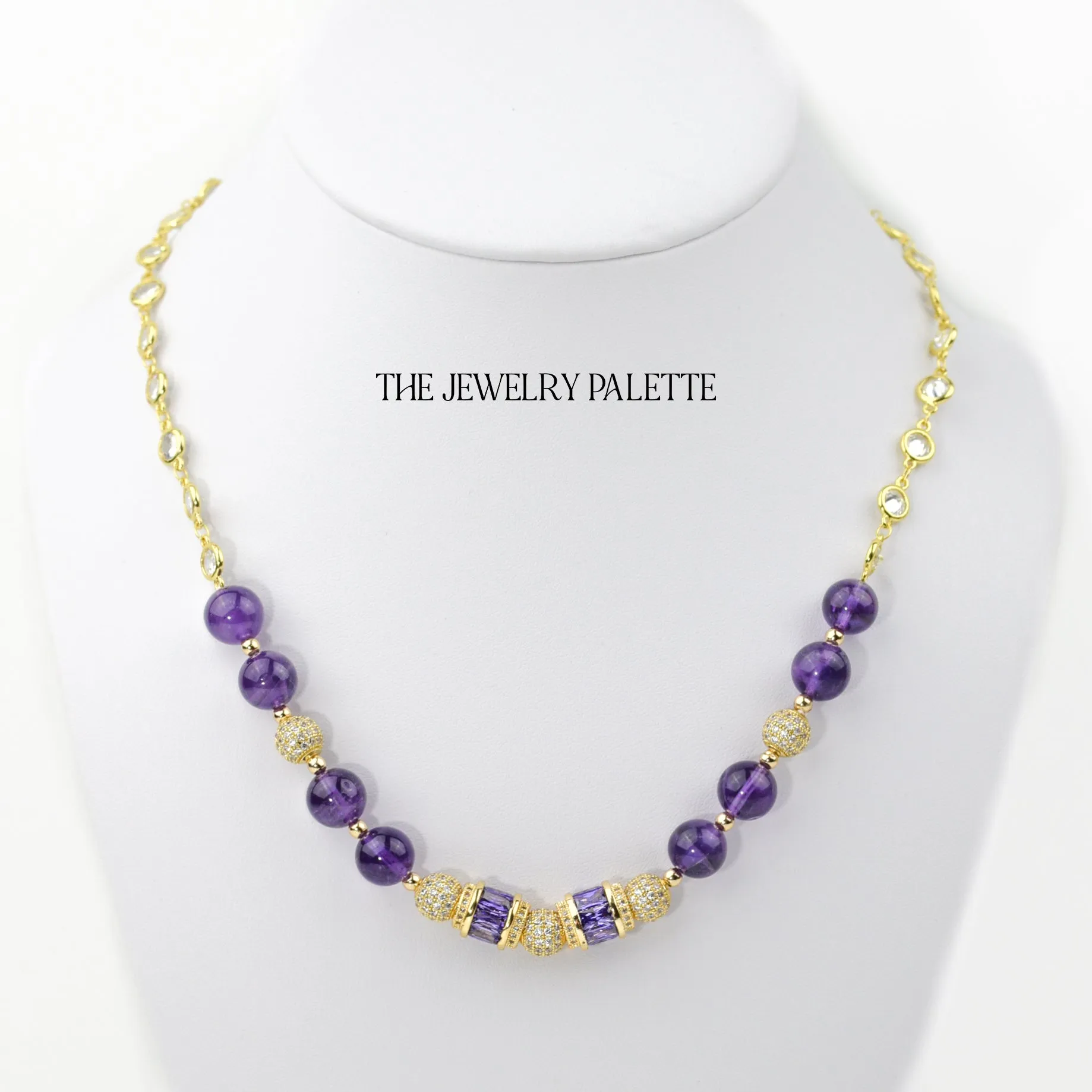 Maeve amethyst and gold chain necklace