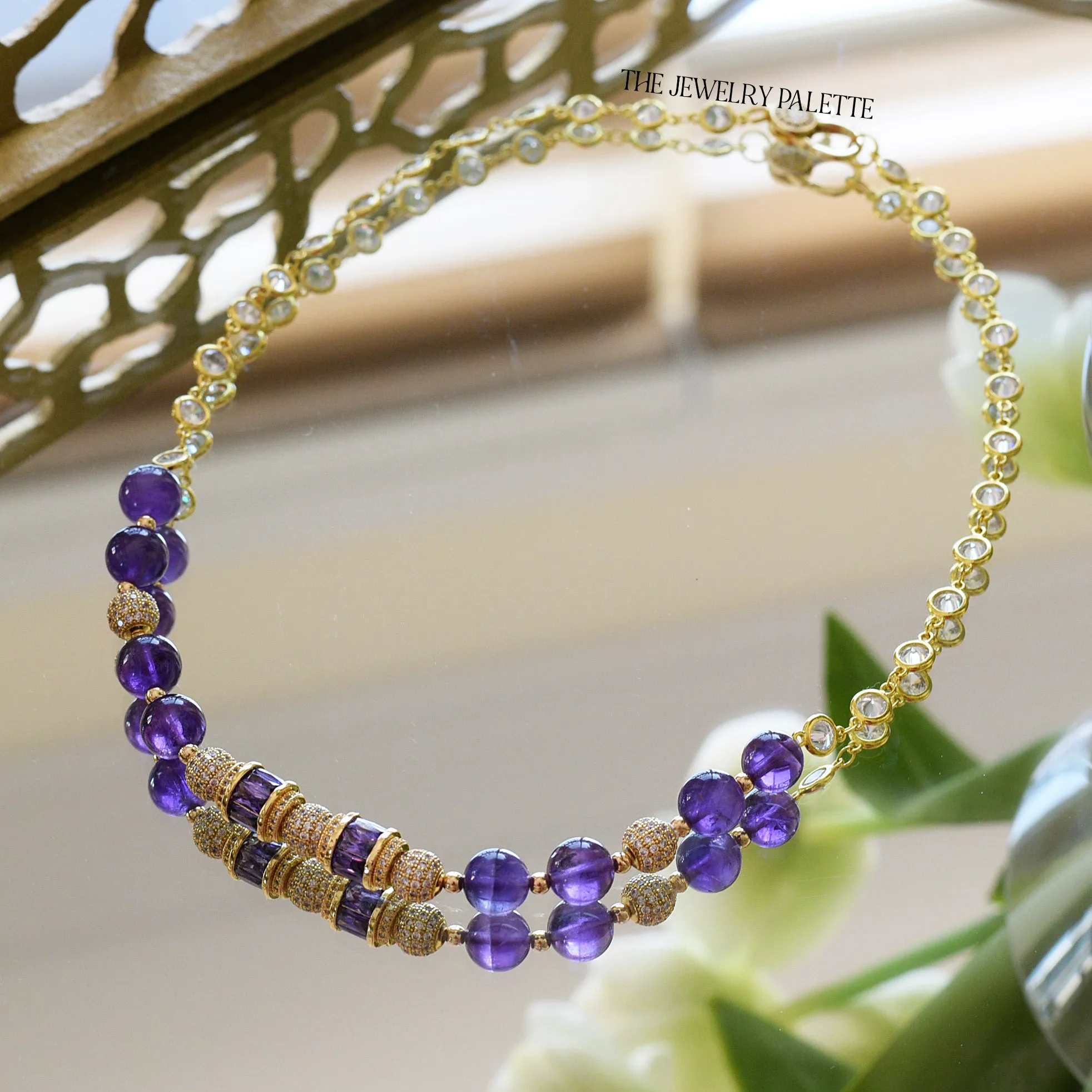 Maeve amethyst and gold chain necklace