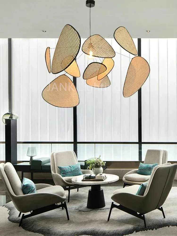 Mansion Rattan Chandelier for Dining Living Room Suspension Indoor Lighting