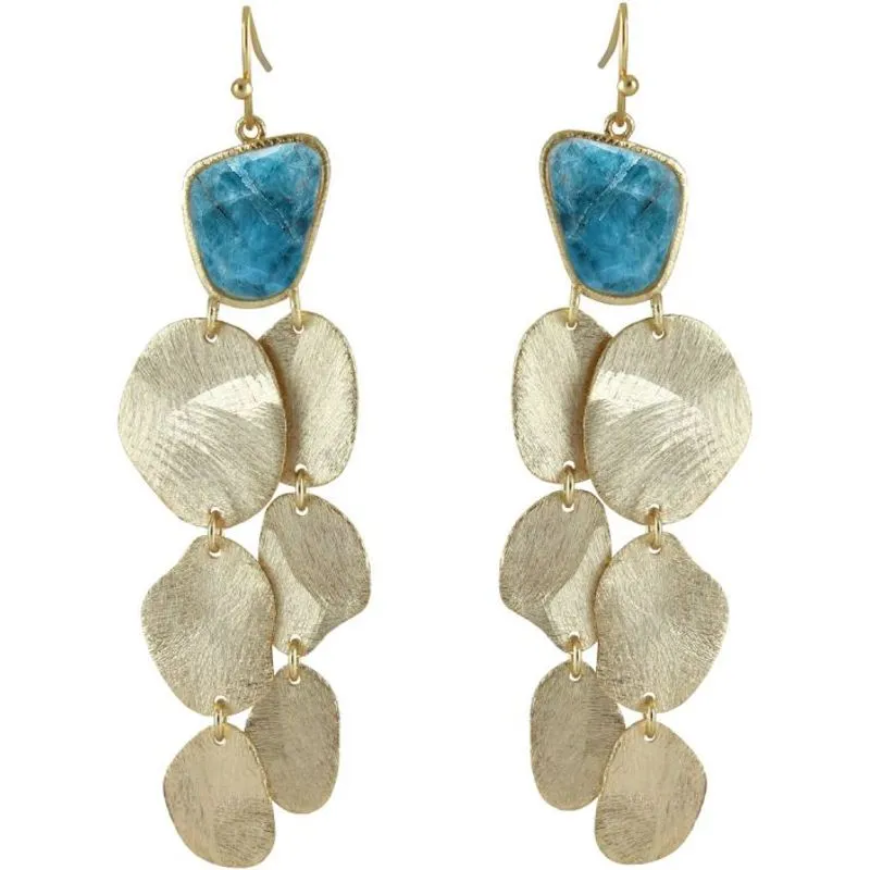 Marcia Moran Heather DIsc  Drop Earrings with Stone on Wire